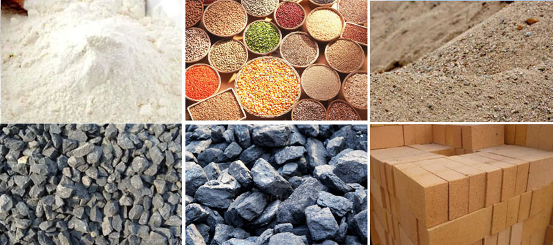 風(fēng)冷式直線振動(dòng)篩可篩分物料有：耐火材料，糧食，沙土，石子等。